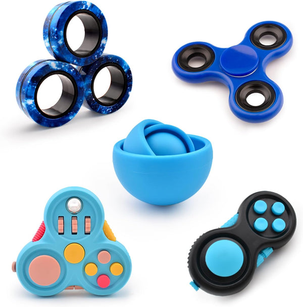 Yrissmiss Fidget Toys Adults Pack 5Pcs,Fidget Spinner with Magnetic Rings Gyro,Fidget Controller