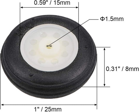 uxcell Tire and Wheel Sets for RC Car Airplane,PU Sponge Tire with Plastic Hub,1"