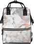 DWVTSLH White Marble Rose Gold Diaper Bag Backpack Multifunction Nappy Bags Waterproof Mummy