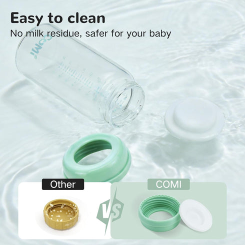4 Packs,10oz Pumps&Nipples(4 COMI Wide Neck Glass Breastmilk Collection n Storage Bottle, with Screw Ring Sealing