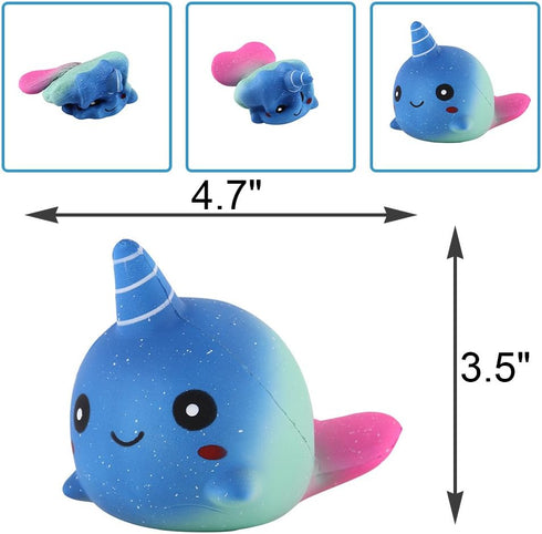Anboor 4.7 Inches Kawaii Scented Baby Whale Narwhal Slow Rising Soft Animal Squishies Toys