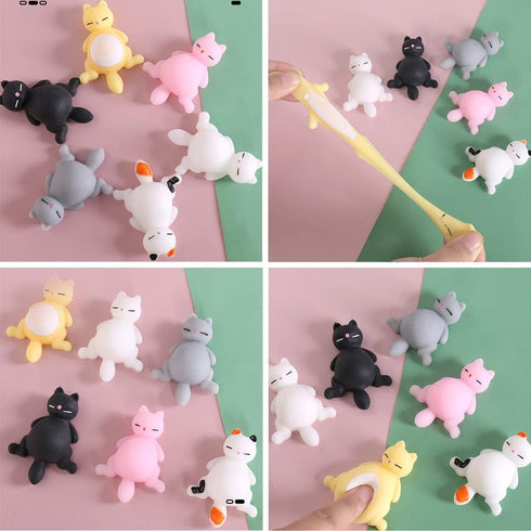 16pcs Mini Kawaii Animals Mochi Squishy Toys Set, Fidget Toys Pack for Kids - Birthday Gifts, Cat Party Favors