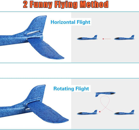 BooTaa 4 Pack Airplane/Flying Toys, 17.5" Large Throwing Foam Plane/Gliders, Birthday Gifts for Kids 3-12 Years,