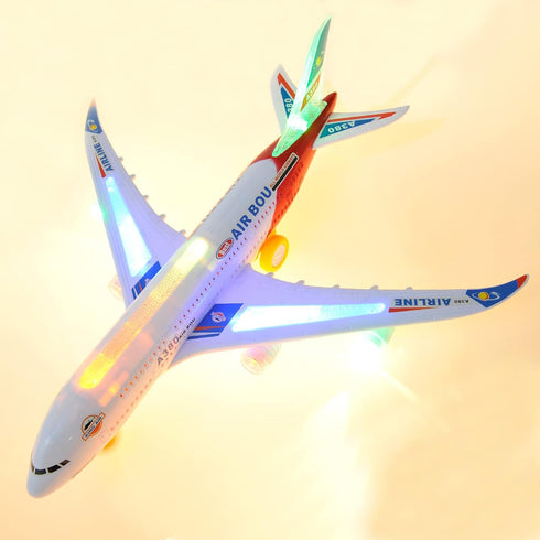PowerTRC Kids Airplane Toys, Bump & Go Action Airplane with LED Light and Music, Gift for Boys Girls Ages 3-12