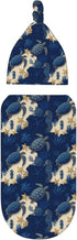 Sets Turtle Starfish Seahorse Newborn Swaddle Blankets Hat Soft Baby Receiving Blanket Swaddle Sack for Baby Shower