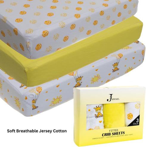 JABMARS. 3 Pack (52 28), Set Crib Sheets Ultra Soft Jersey Cotton Baby Crib Sheets, Breathable Fitted Sheets