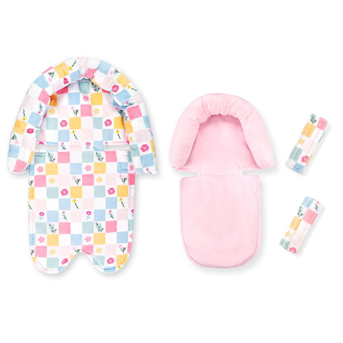 2 1 SWESEN Baby Car Seat Head Support, Super Soft in Infant Car Seat Insert, Reversible Newborn Car Seat Insert Cushion