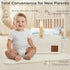 Diaper Caddy Organizer With Portable Changing Mat, LED Night Light, Wooden Handle & Shoulder Strap - Stylish Nursery