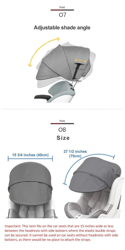 Black Car Seat Sun Shade Extender Canopy