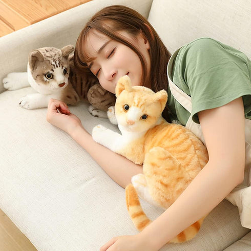 GUDVES 12 Inch Orange Tabby Cat Stuffed Animal Baby Stuffed Animal Cat Plush Toy Shorthair Cat (Orange B)