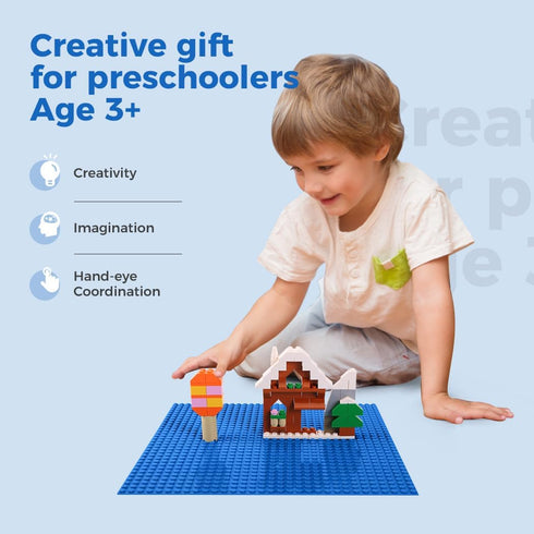 Classic Baseplates Building Plates 8 Pack, 10" x 10" Blue Building Boards, 100% Compatible with All Major Brands
