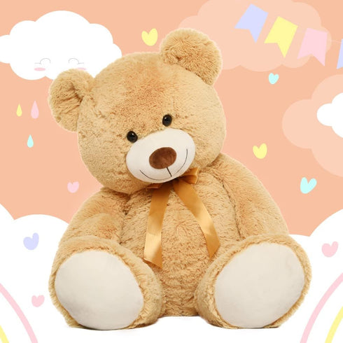 Tezituor 40in Giant Teddy Bear, Big Stuffed Animal Plush, Light Brown Soft Gifts for Baby Shower, Valentine, Birthday