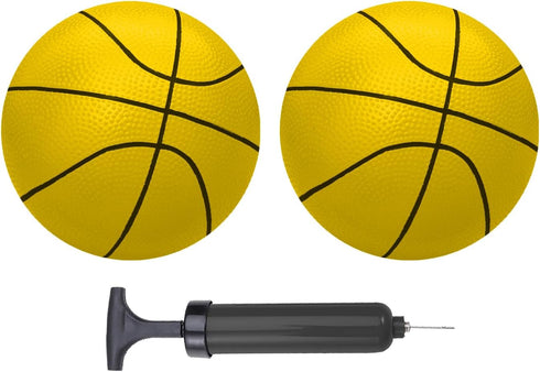 ABAJI Mini Basketballs, Yellow 2 Pack 5" Set with Pump Needle for Mini Hoop, Durable for Kids
