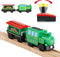 Battery Operated Locomotive Train Set for Wooden Tracks, Electric Remote Control Cars with Light & Sound