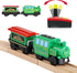 Battery Operated Locomotive Train Set for Wooden Tracks, Electric Remote Control Cars with Light & Sound
