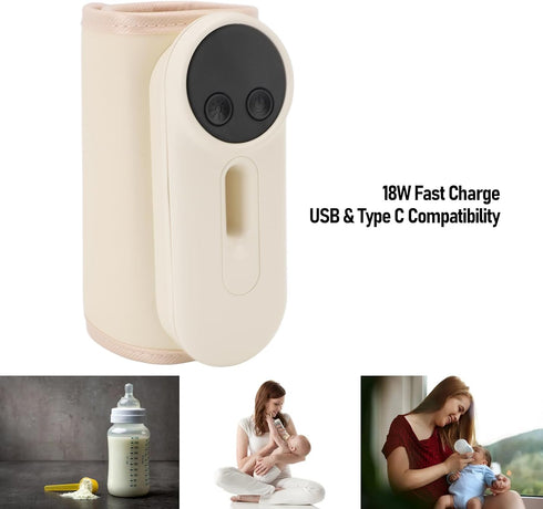 Fockety 8000mAh Baby Bottle Warmer, USB Rapid Heating Portable Fast Baby Milk Warmer Baby Bottle Heater Baby Food