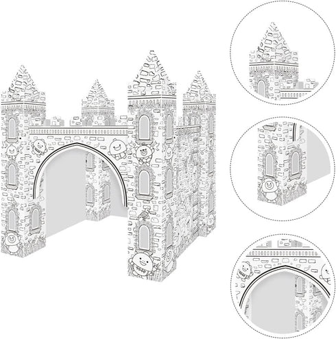 1 Set 3D EXCEART Colorizing Castle Paper Fairy Tale Castle Paintable Cardboard Castle Kids Art Craft Supplies