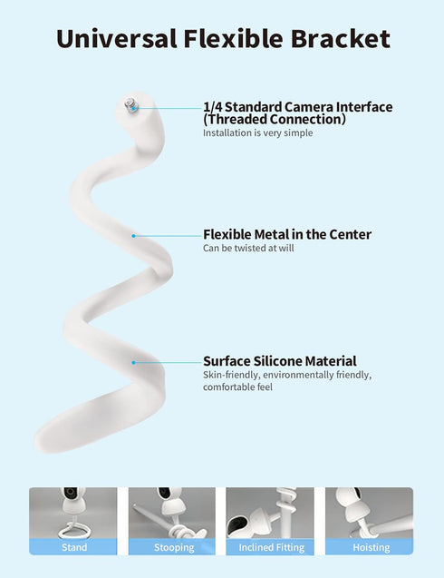 Universal Baby Monitor Camera Mount for Crib - Compatible with Arlo, Owlet, Goodbaby, Adjustable Stand (White)