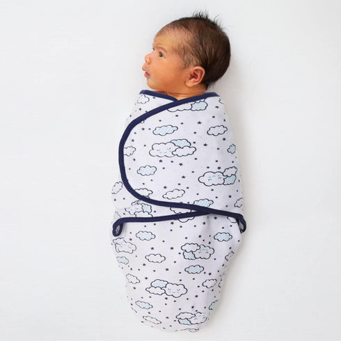 Set 3 Pack- 3-6 The Peanutshell Baby Swaddle for Boys or Girls - Unisex Cloud & Stars (Medium/Large | Months)
