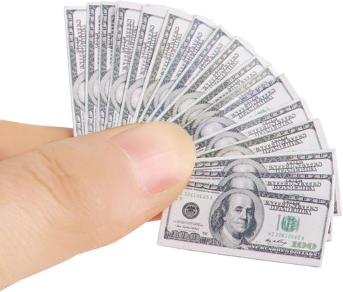 180pcs 1:12 Miniature Scene Dollars – Fake Bills for Dollhouse Scene Model Craft Supply