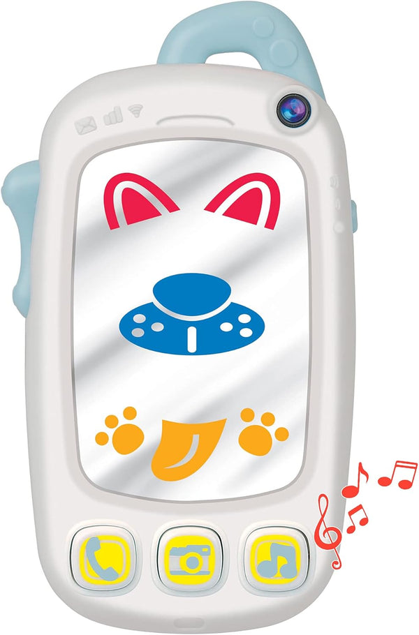 Baby Selfie Toy Phone with Easy-Press Buttons & Light-up Mirror, Musical Toys for 9+ Month Old Baby