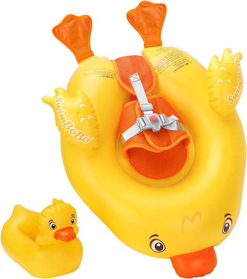 Swimbobo Inflatable Baby Float with Toy, No-Sleeve Design, Soft Abdominal Support, Cute