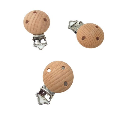 Natural Beech Wood Pacifier Clips Holder Teething Grasping Suspender Clips for DIY Pacifier Chain Teether Accessory