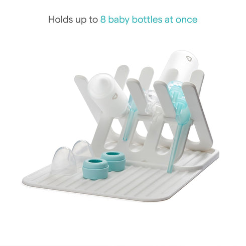 8 Munchkin Bottle Drying Rack and Mat, Holds Bottles, Pump Parts, Pacifiers, & Accessories, Space Saving Folding