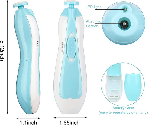 OUREPOCA Trimmer 6-in-1 Set Baby Nail File Clippers Electric: Baby Nail Electric Kit Fingernails Toes Care Manicure