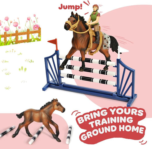 Horse Stable Playset, Horse Toys Set with Rider, Farm Animal Figurines for Kids 3-10, Christmas Birthday Gifts