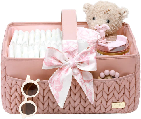 Luxurious Baby Diaper Caddy, Nursery Storage Basket for Newborn Boy and Girl,