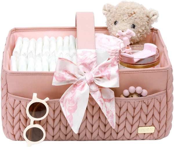 Luxurious Baby Diaper Caddy, Nursery Storage Basket for Newborn Boy and Girl,