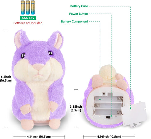 Kids Toddler Talking Hamster Toy, Interactive Plush Repeating Toy for 2 3 4 5 6 8 Year Old Boy Girl Birthday Gift