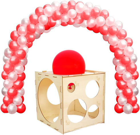 Auihiay 2-10 Inch Collapsible Wood Balloon Sizer Box, Measurement Tool for Balloon Decorations, 9 Holes