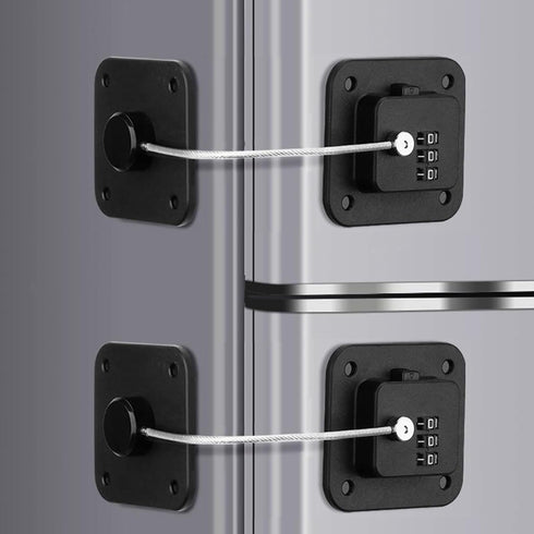 Heavy Duty Combination Refrigerator Lock (2 Pack) - Baby Safety Fridge Lock with 3M Adhesive, No Drilling (Black)