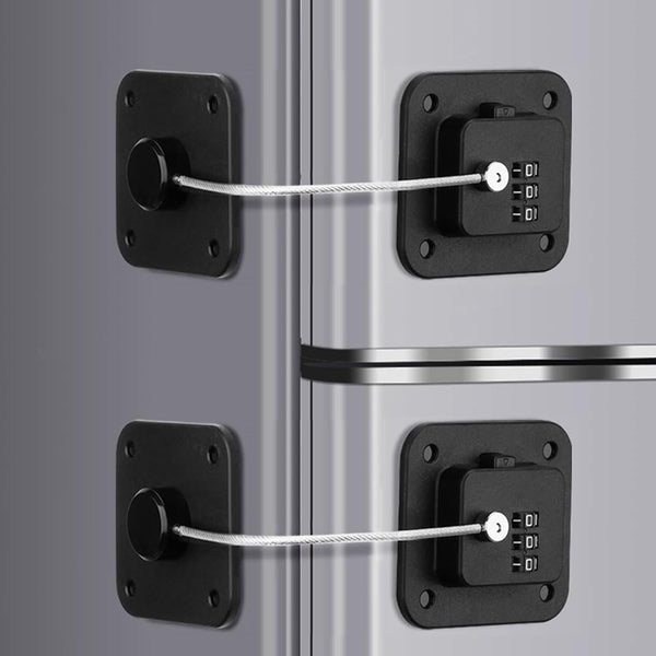 Heavy Duty Combination Refrigerator Lock (2 Pack) - Baby Safety Fridge Lock with 3M Adhesive, No Drilling (Black)