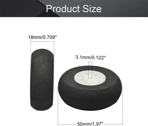 Bettomshin RC Airplane Wheels, 4Pcs 1.97inch Dia RC Tire and Wheel Sets, Aircraft Foam Wheel Replacement for DIY RC Model Plane Aircraft