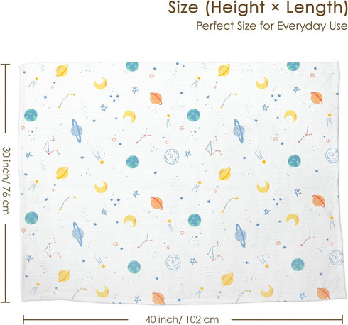 30x40 inches, Outer Space Baby Blankets for Boys, Soft Nursery Minky Blankets with Muslin and Dotted Fleece Back