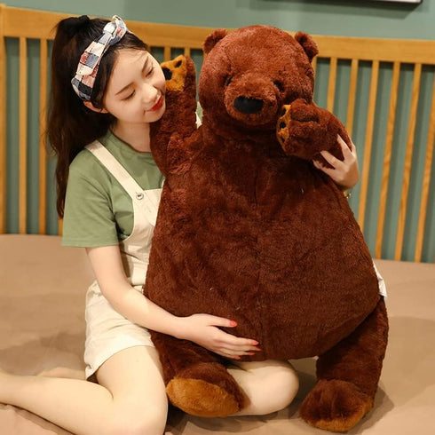MIAOHAHA 100cm (39.3in/100cm) Giant Djungelskog Teddy Bear Dark Brown Plush Toy Bear Big Teddy Bear Stuffed Animal Doll