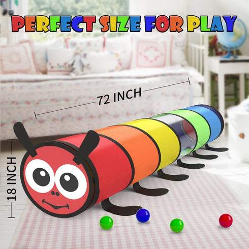 Kids Play Tunnel for Toddlers 1-3, Colorful Pop Up Baby Tunnel for Crawling, 6 Foot Collapsible Gift for Children
