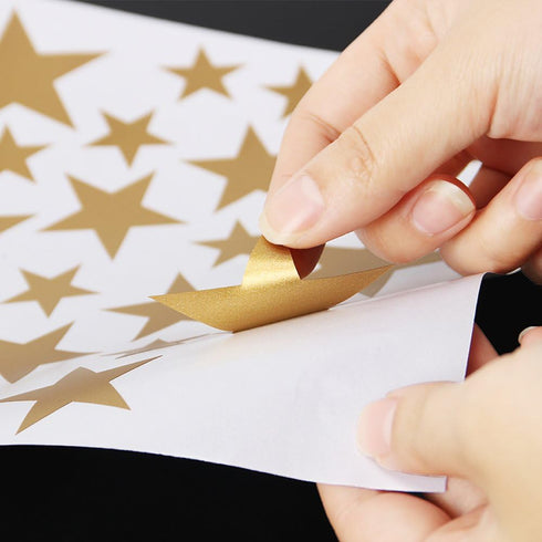 117Pcs Gold Stars Wall Decal Stars Pattern DIY Stickers for Kids Rooms Home Decor