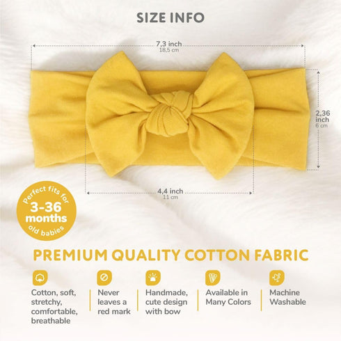 Baby Girl Headbands - Handmade Cotton Hairbands with Bows for Infant & Toddler, Child Hair Accessories