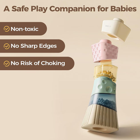 1-39 2 6-12 1 6 Set evoceler Stacking Toys for Toddlers Stacking Blocks with Rattles & Teethers, Soft Balance Learning