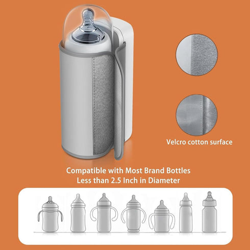 Hamwesh 6 Settings Portable Baby Bottle Warmer, USB Rechargeable Fast Heating Milk Warmer for Breastmilk, Rechargeable