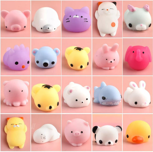 KUUQA 20 Pcs Squishies Squeeze Animal Toys - Cat, Rabbit, Panda Stress Relief Toys for Kids Birthday Party