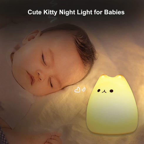 ZKLiLi Cute Cat Lamp, Night Light for Girls Bedroom, Kitty Lamp Birthday Gifts for Kids Baby Toddler Teen Portable