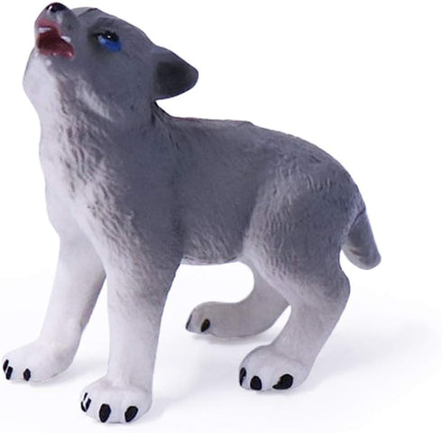 UANDME 4pcs Wolf Toy Figurines Set, Arctic Wolf Family Cake Topper Toy Gift for Kids (White)