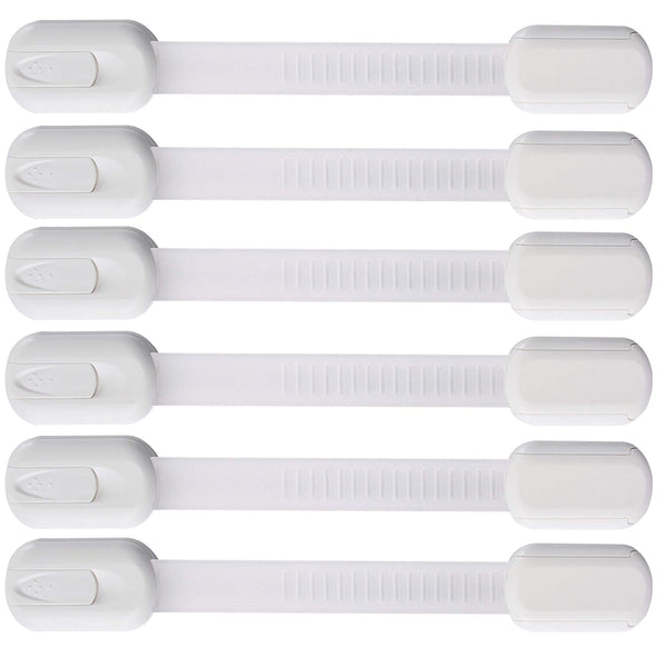 6 Pack Vmaisi Multi-Use Adhesive Straps - Childproofing Cabinet Latches for Drawers, Fridge, Toilet Seat (White)