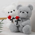 12 inch Teddy Bear Stuffed Animal with Rose, Soft Cuddly Stuffed Plush Bear, Gifts for Kids Baby Toddlers on Baby Shower, Valentine's Day (White)