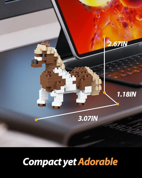 QISHOUTING Horse Mini Building Toy for Kids, Farm Animals Mini Stallion Building Blocks & Learning Toy for Girls Boys